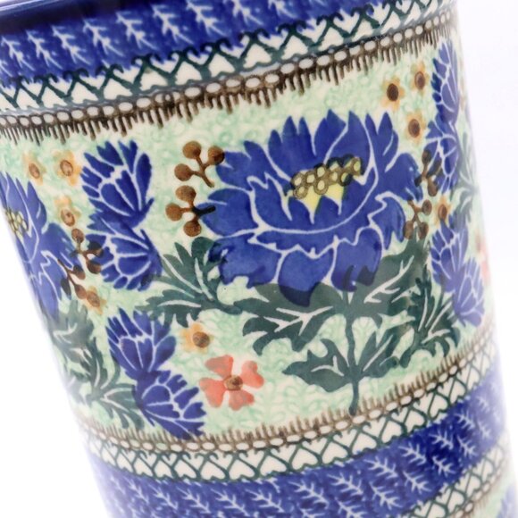 Polish Pottery Vase / Wine Chill w/ Saucer Floral #2220 Ceramika Artystyczna - Picture 2 of 8